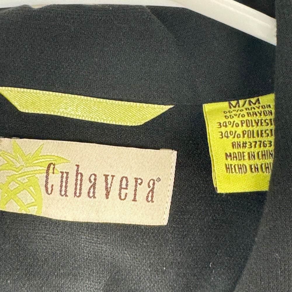 Cubavera Button Up Shirt Mens M Black Cocktail Martini Music Notes Panel Retro - Picture 3 of 6